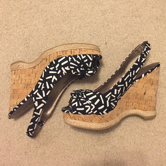 Black and White Wedge Sandals