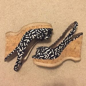 Black and White Wedge Sandals