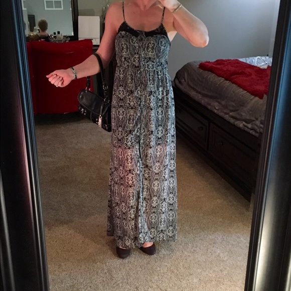 Long lacy maxi dress with slip