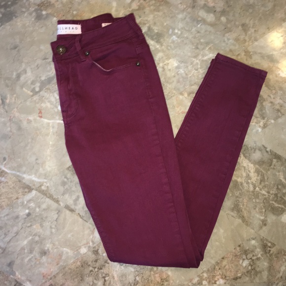 Burgundy High Rise Skinny Jeans