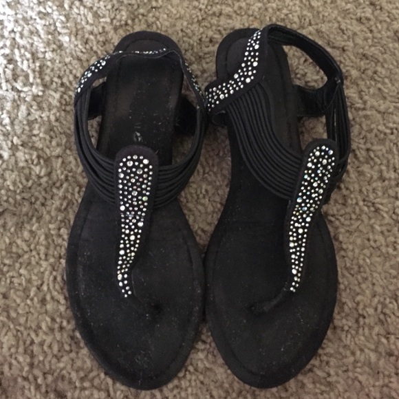 Black rhinestone sandals