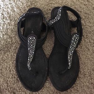 Black rhinestone sandals
