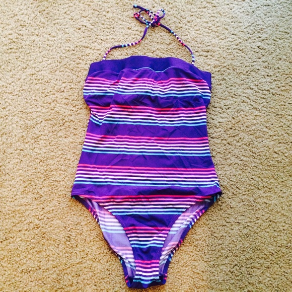 Bandeau one piece swimsuit.