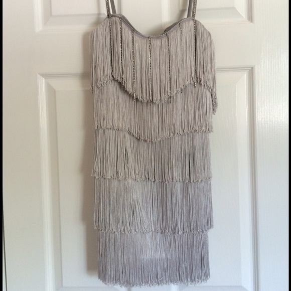 Silver flapper BEBE dress