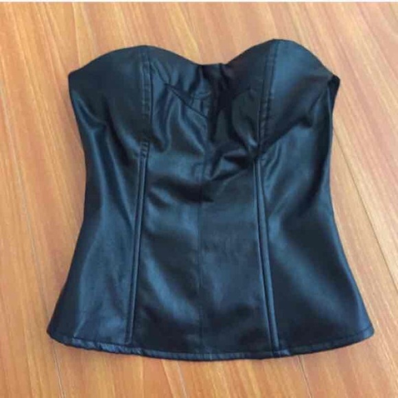 Wet seal leather bustier