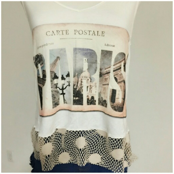 📣SALE! April Spirit Paris Graphic Lace Tank - Picture 2 of 4
