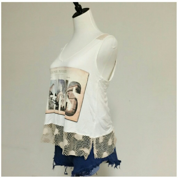 📣SALE! April Spirit Paris Graphic Lace Tank - Picture 3 of 4
