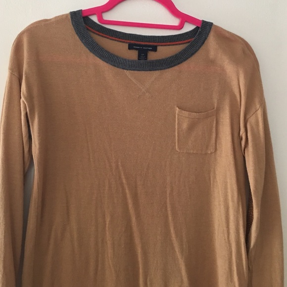 Tan Sweater with Sequined Elbow Patched - Picture 1 of 3