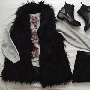 INC Concepts Fur Black Vest