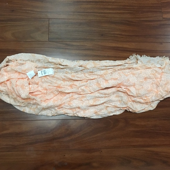 Peach & White Fringed Infinity Scarf from Icing