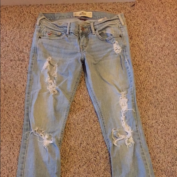 Destroyed Light Wash Hollister Jeans