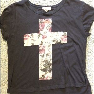 Forever 21 high low floral cross tee
