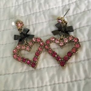 Betsey Johnson Heart Bow Earrings
