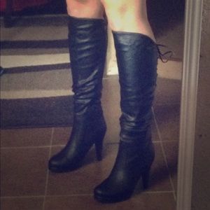 Black knee high boots