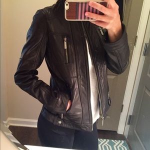 Michael Kors black leather jacket, size S