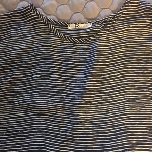 Navy white silky striped boxy tunic medium