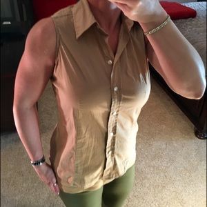 GAP khaki button up sleeveless shirt