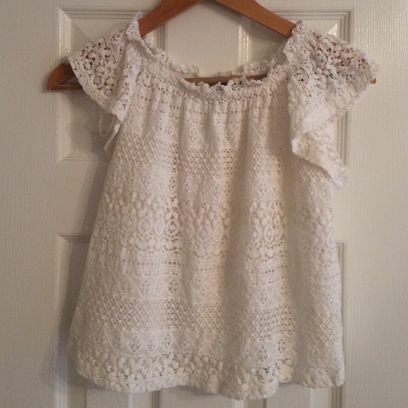 Topshop White Lace Top sz US 4