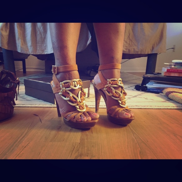 Bebe Suede Ankle Strap Sandals