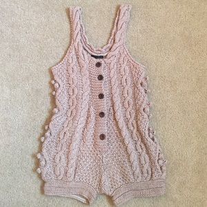 HOLD for Nancy-Adorable Cable Knit Pompom Romper