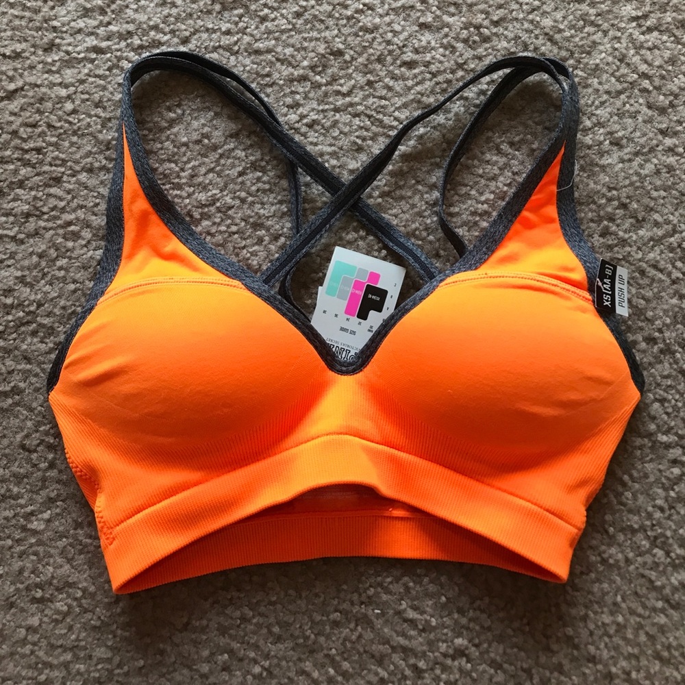 VS PINK BRIGHT ORANGE SPORTS BRA