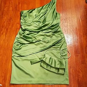 Green dress with matching purse