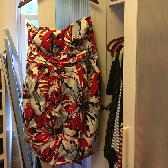 Red white and blue strapless dress