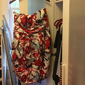 Red white and blue strapless dress