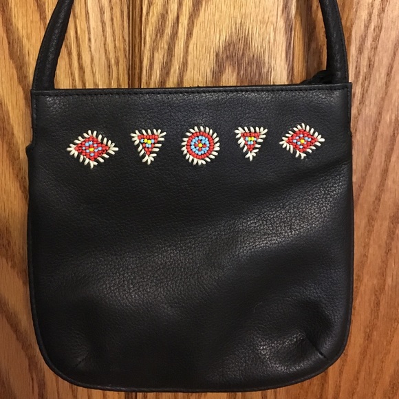 Beaded Boho Leather Bag