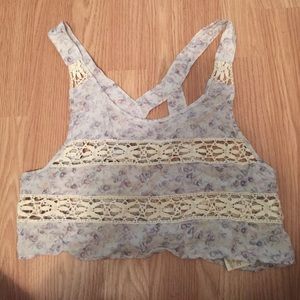 Free people XS Lace/floral cut out tank