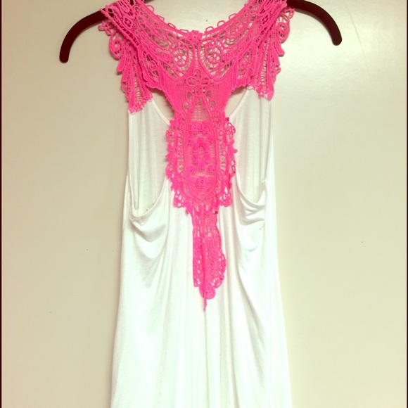 Neon pink crochet razorback