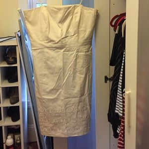 White eyelet strapless dress