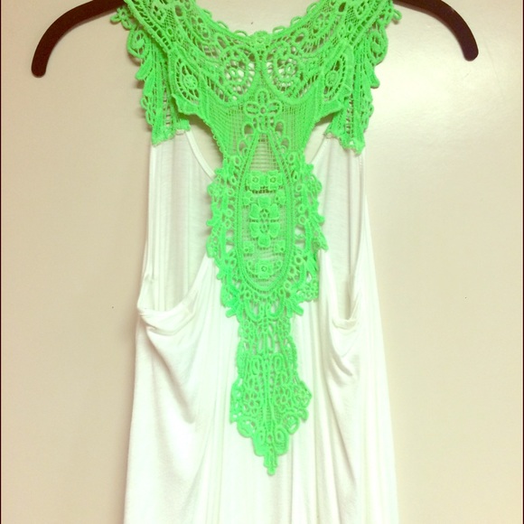 Neon green crochet top