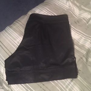 Black satin shorts