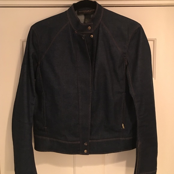 Donna Karen Signature denim Motorcycle Jean Jacket