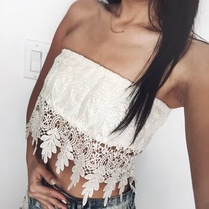 LF STORES gorgeous lace tube top in ivory in S