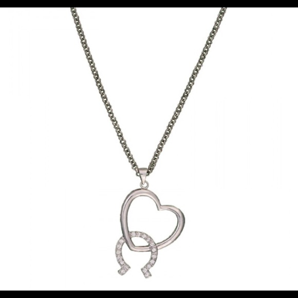 Silver horseshoe heart necklace