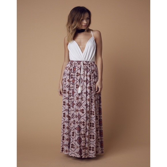 Boho Print High Waist Maxi Skirt - Picture 3 of 4