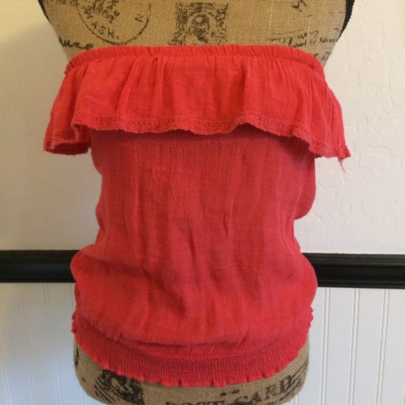 coral strapless shirt