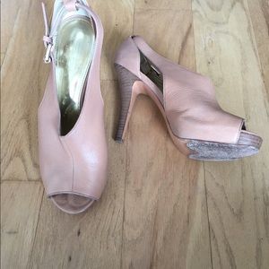 Coach tan leather sling back heels.