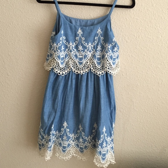 Francesca's Embroidered Chambray Dress