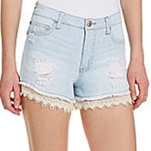 •TRADED• High Waisted Lacey Jean Shorts