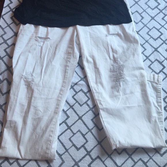 White Distressed Pants