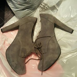 Grey suede booties