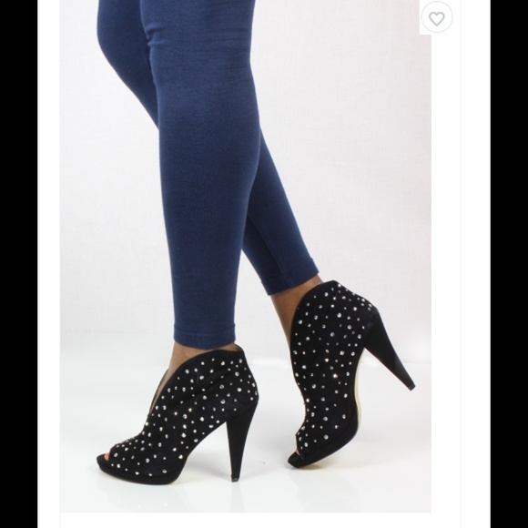 INC studded booties black suede