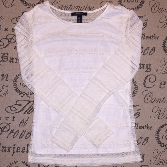 White Long Sleeve Forever 21 Top - Picture 2 of 4