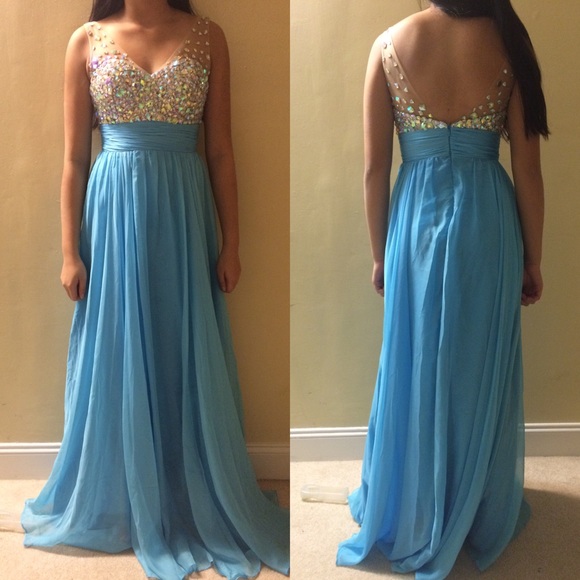 Sky blue crystal prom/pageant dress