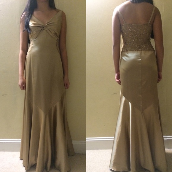 Gold sequin prom dress