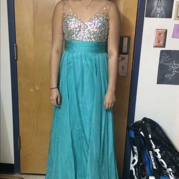 Aqua green prom dress