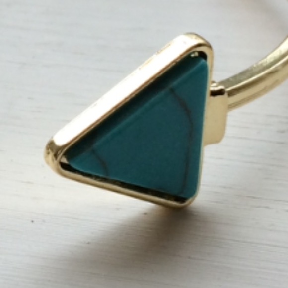 Turquoise/Gold Triangle Open Cuff Bracelet - Picture 4 of 4